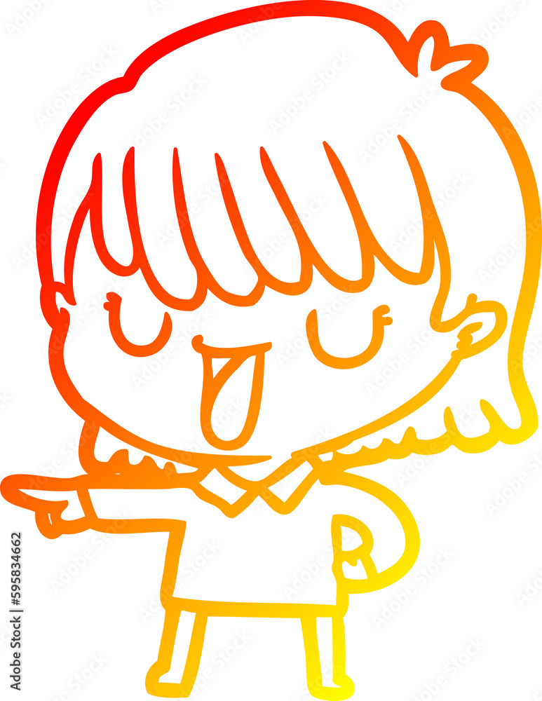 warm gradient line drawing of a cartoon woman warm gradient line drawing of a cartoon woman