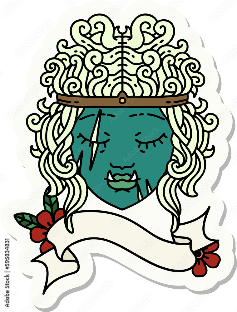 sticker of a orc barbarian character face sticker of a orc barbarian character face