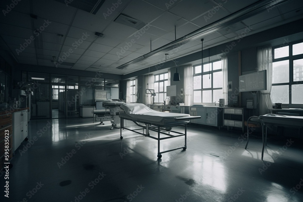 A well-lit hospital space. Generative AI