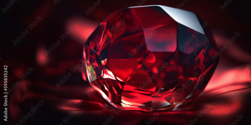 Naklejka premium Roter edler Rubin Stein geschliffen, ai generativ