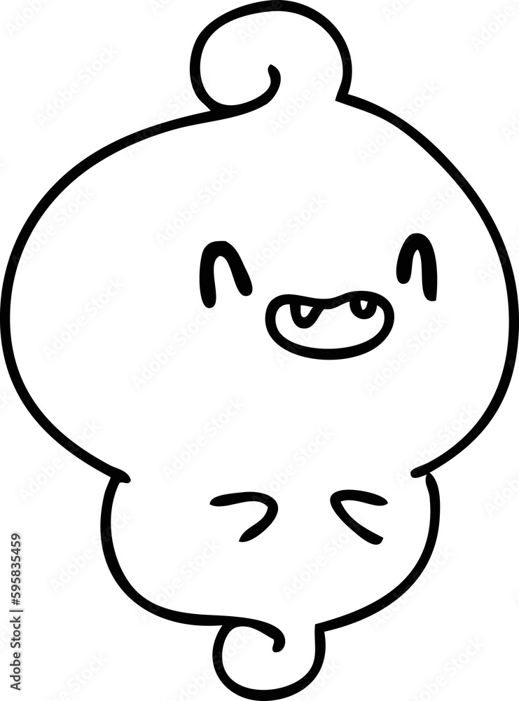 line doodle of a happy halloween ghost line doodle of a happy halloween ghost