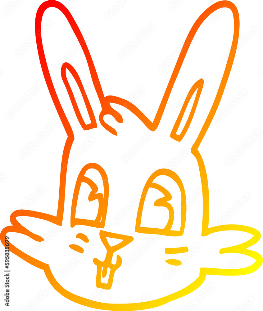 warm gradient line drawing of a cartoon bunny face warm gradient line drawing of a cartoon bunny face