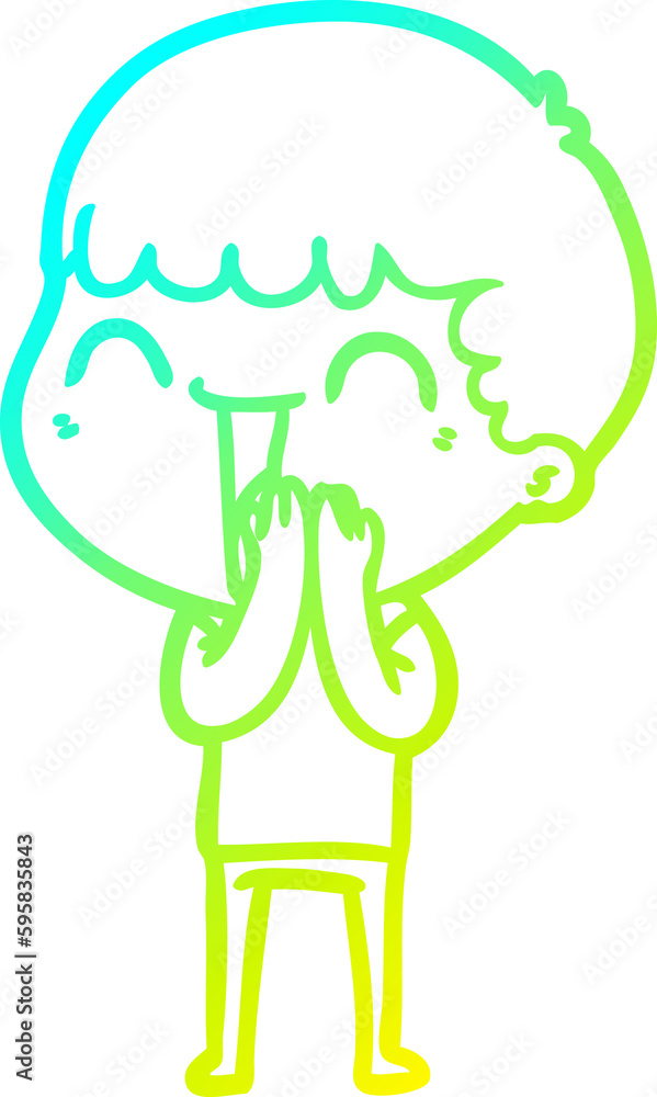 cold gradient line drawing of a cartoon happy man cold gradient line drawing of a cartoon happy man