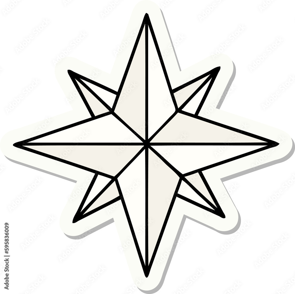 sticker of tattoo in traditional style of a star sticker of tattoo in traditional style of a star