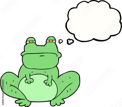 freehand drawn thought bubble cartoon frog