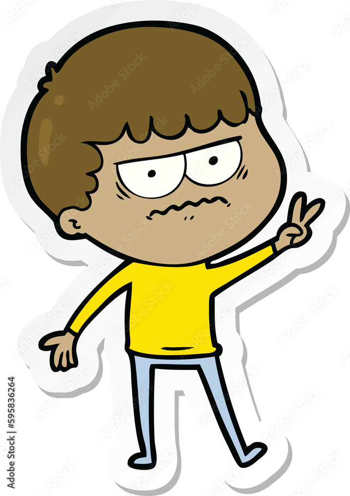 sticker of a cartoon annoyed man