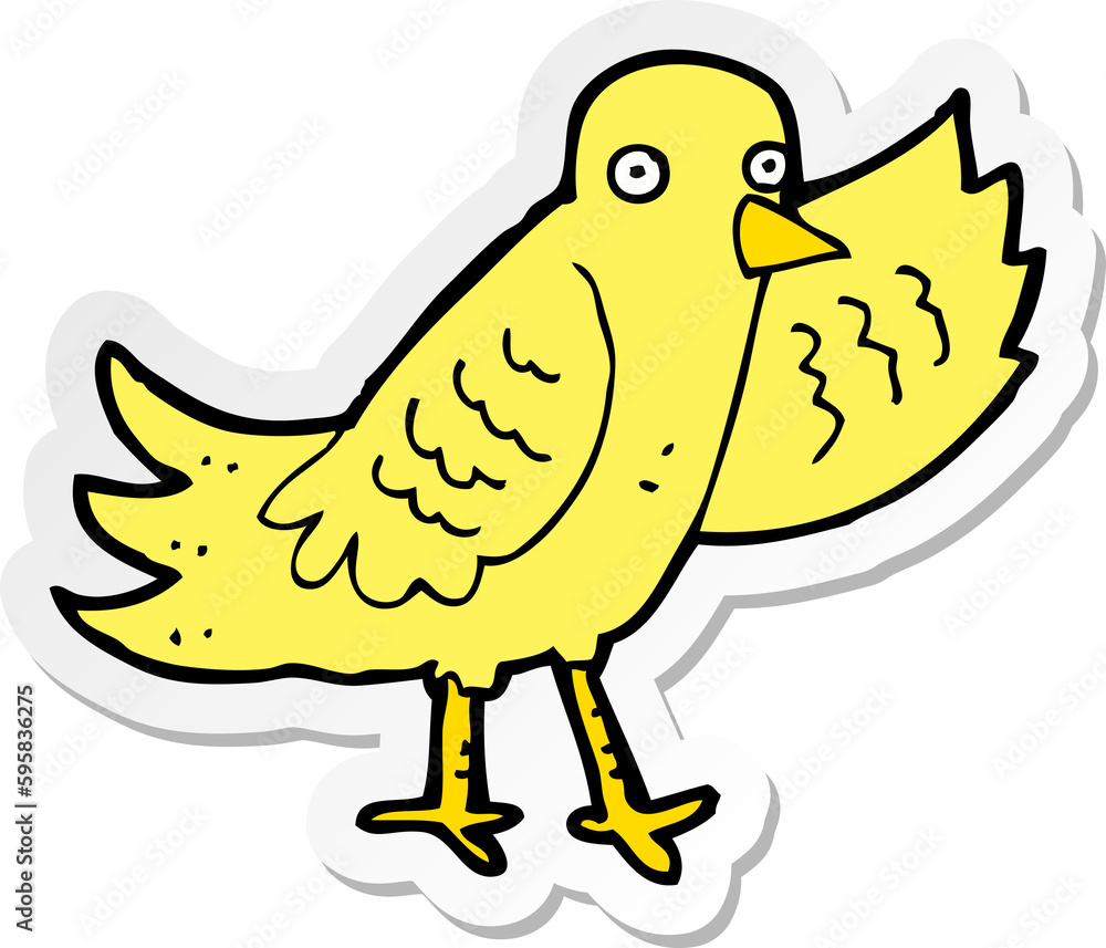 sticker of a cartoon waving bird sticker of a cartoon waving bird