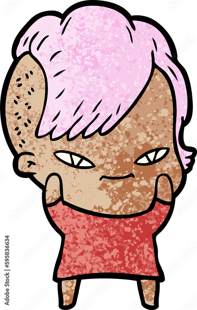 cute cartoon girl with hipster haircut cute cartoon girl with hipster haircut