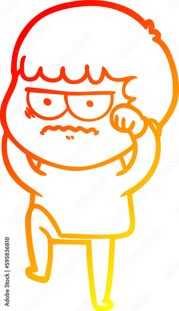 warm gradient line drawing of a cartoon annoyed man warm gradient line drawing of a cartoon annoyed man