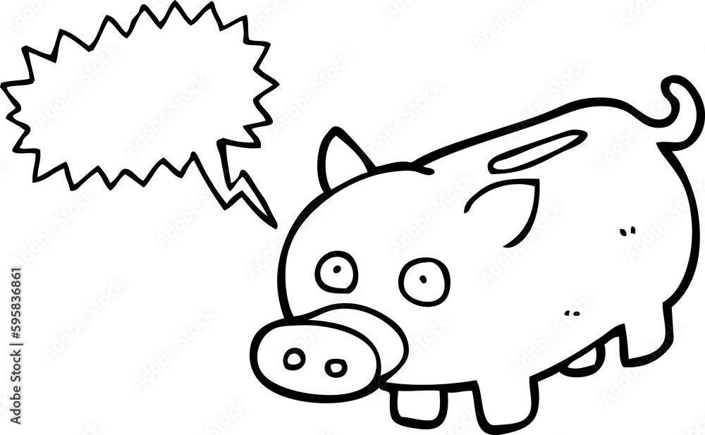 freehand drawn speech bubble cartoon piggy bank freehand drawn speech bubble cartoon piggy bank