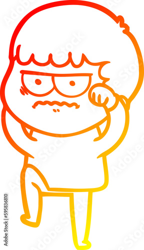 warm gradient line drawing of a cartoon annoyed man