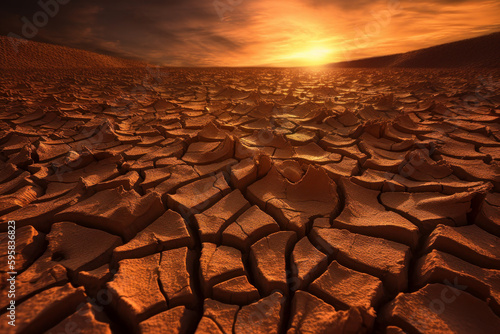 arid and cracked ground. drought and climate change concepts. generative ai