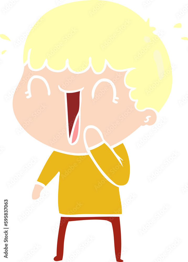 laughing flat color style cartoon man laughing flat color style cartoon man