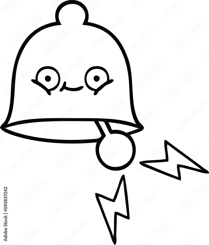 line drawing cartoon of a ringing bell line drawing cartoon of a ringing bell