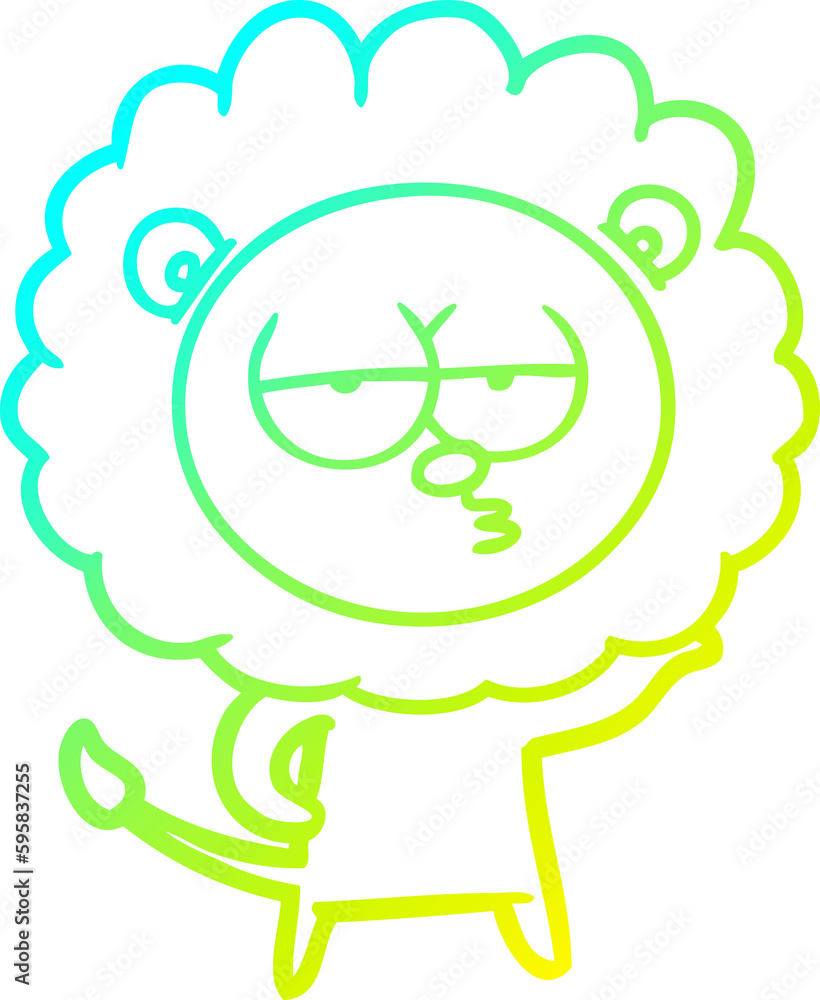 cold gradient line drawing of a cartoon bored lion cold gradient line drawing of a cartoon bored lion
