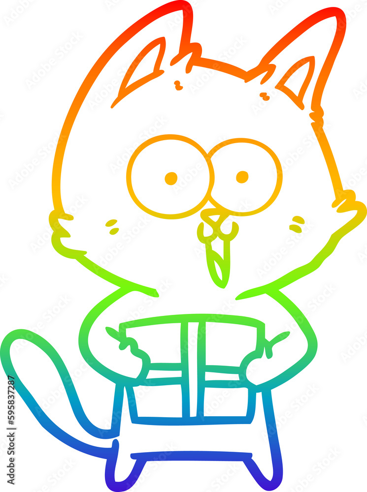 rainbow gradient line drawing of a funny cartoon cat rainbow gradient line drawing of a funny cartoon cat