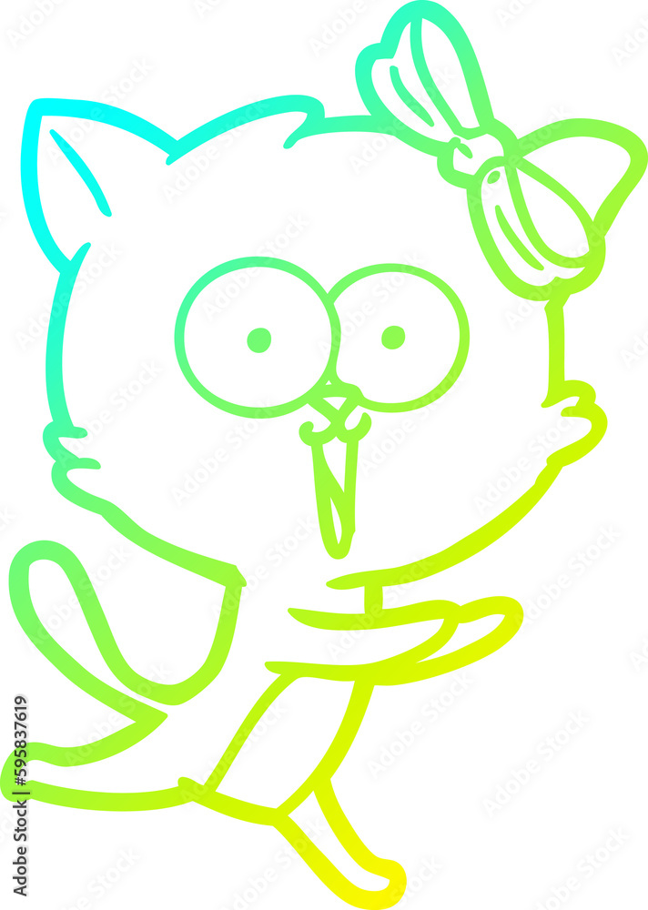cold gradient line drawing of a cartoon cat cold gradient line drawing of a cartoon cat