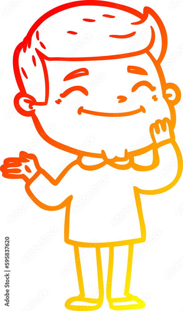 warm gradient line drawing of a happy cartoon man warm gradient line drawing of a happy cartoon man