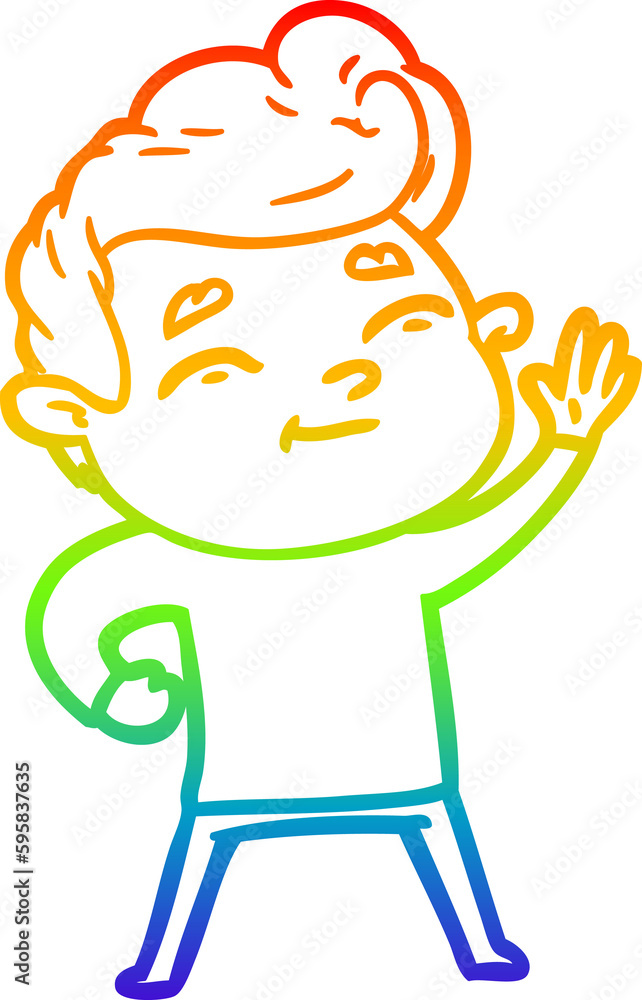 rainbow gradient line drawing of a happy cartoon man rainbow gradient line drawing of a happy cartoon man