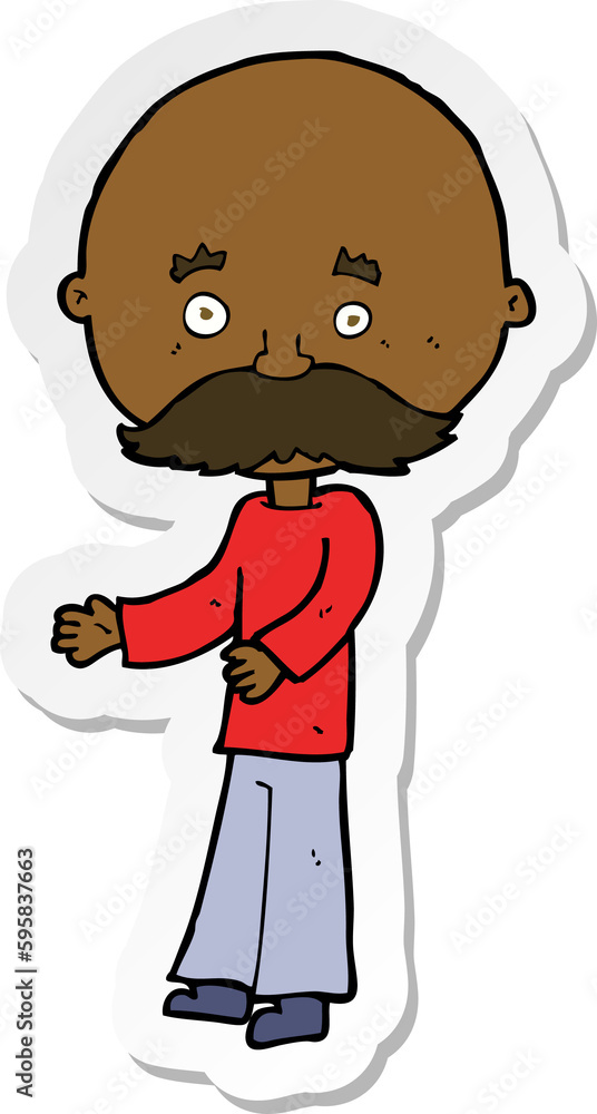 sticker of a cartoon man with mustache sticker of a cartoon man with mustache