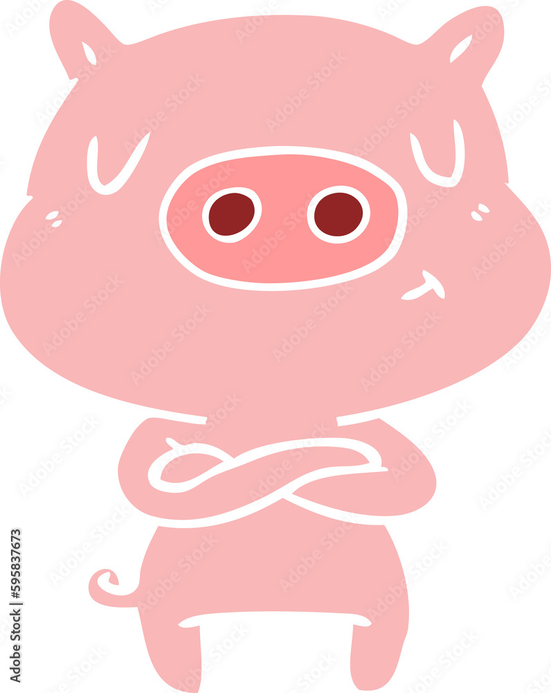 flat color style cartoon content pig flat color style cartoon content pig