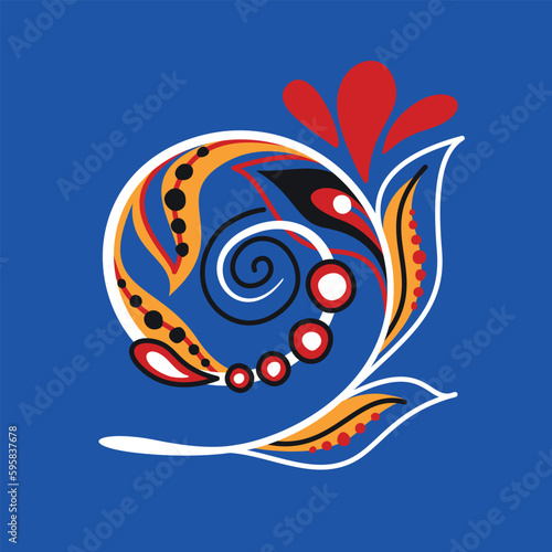 Beautiful Folkloric Indian Paisley Swirl, Nature Inspired Design Element. Ornate Abstract Pattern. Ethnic Motif, Floral Style. Vector Illustration