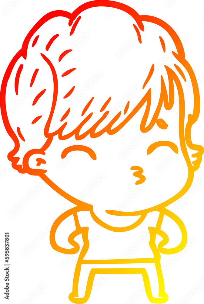 warm gradient line drawing of a cartoon woman thinking warm gradient line drawing of a cartoon woman thinking
