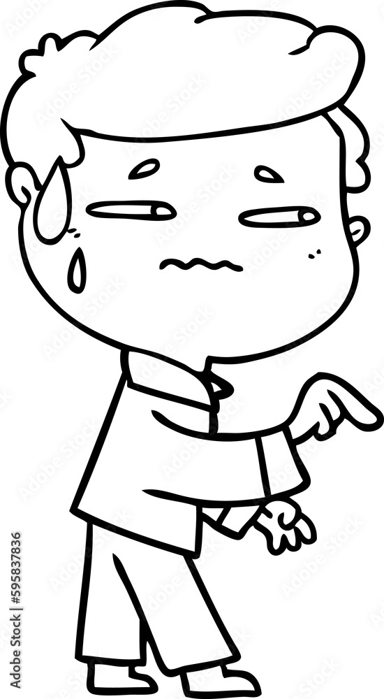 cartoon anxious man pointing cartoon anxious man pointing