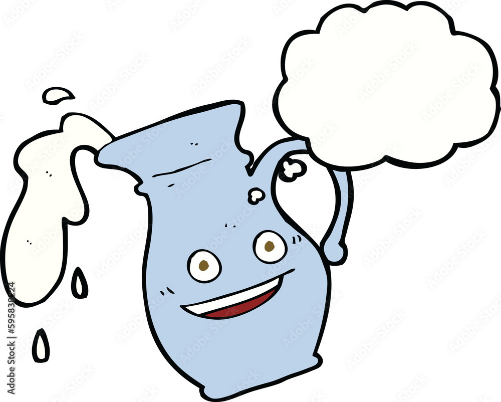 cartoon milk jug with thought bubble cartoon milk jug with thought bubble