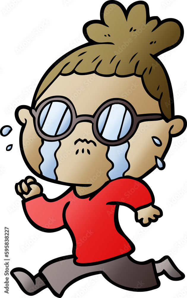 cartoon crying woman wearing spectacles cartoon crying woman wearing spectacles