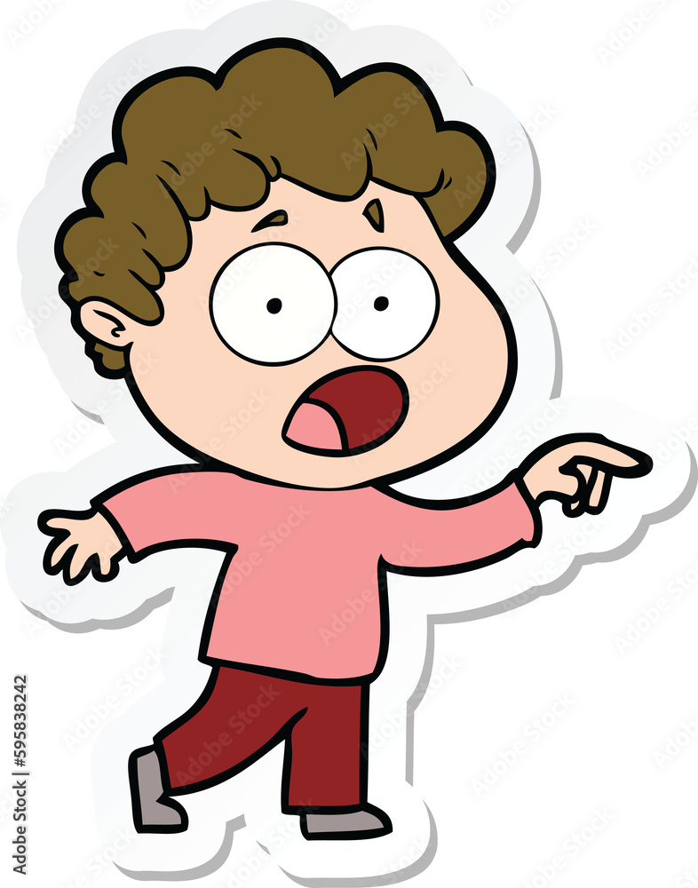 sticker of a cartoon man gasping in surprise sticker of a cartoon man gasping in surprise