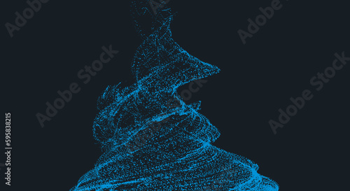 Tornado, abstract digital swirl. Futuristic particle wave. Rotating swirling shapes particles. Big data visualization. 3d futuristic vector illustration.