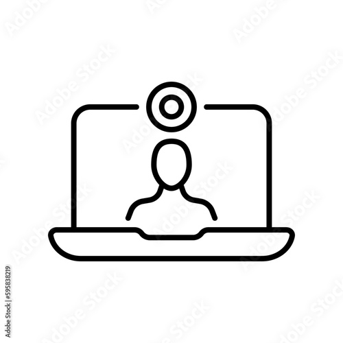 Video call. Line icon, black, video conference. Vector icon.
