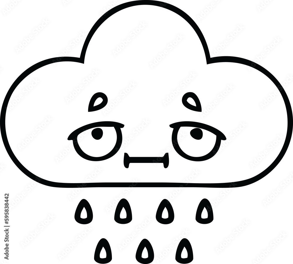 line drawing cartoon of a storm rain cloud line drawing cartoon of a storm rain cloud