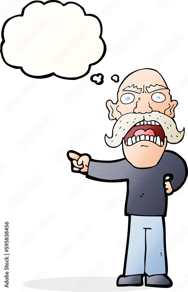 cartoon angry old man with thought bubble cartoon angry old man with thought bubble
