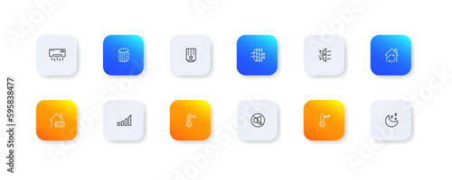 Air conditioner. Flat, color, air conditioner functions. Vector icons.