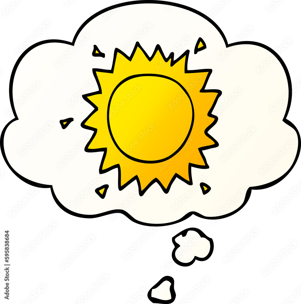 cartoon sun with thought bubble in smooth gradient style cartoon sun with thought bubble in smooth gradient style