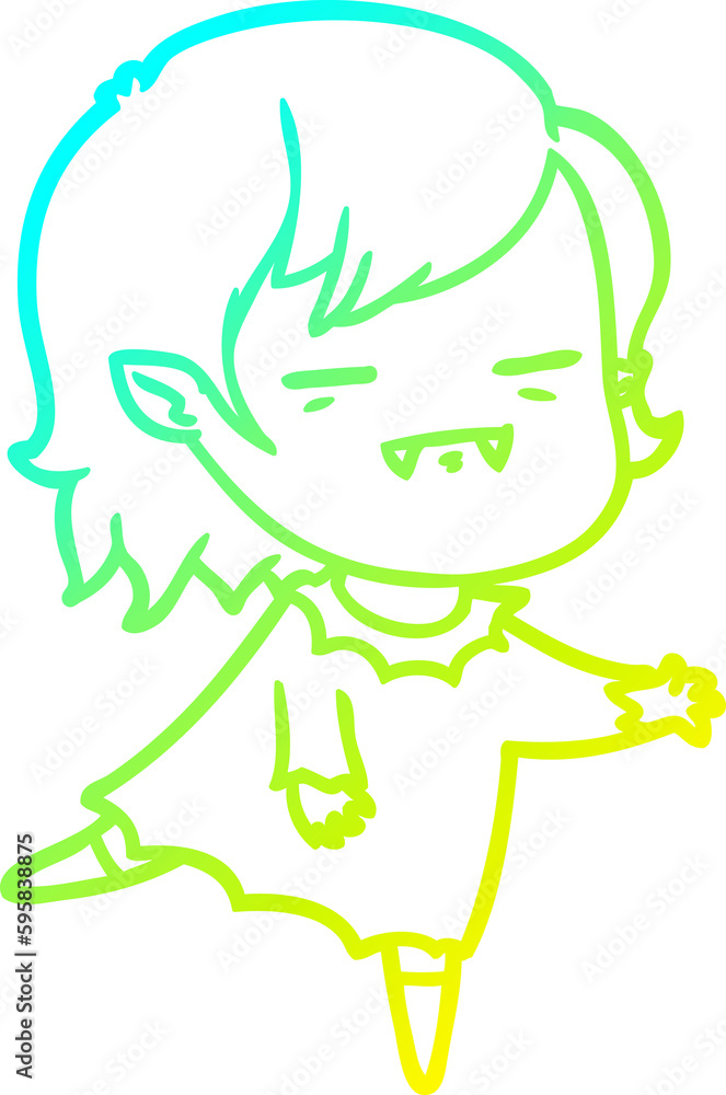 cold gradient line drawing of a cartoon undead vampire girl cold gradient line drawing of a cartoon undead vampire girl