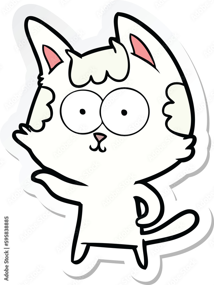 sticker of a happy cartoon cat sticker of a happy cartoon cat