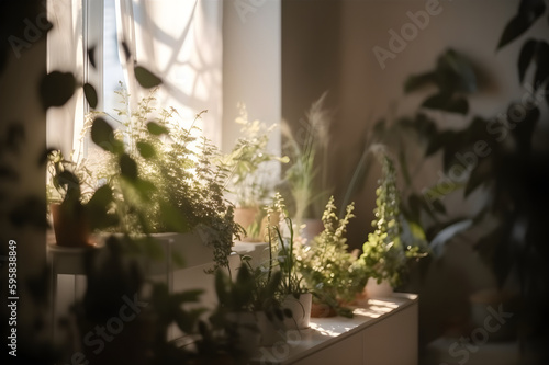 Landscaping of living quarters, proximity to nature indoors. With Generative AI tehnology
