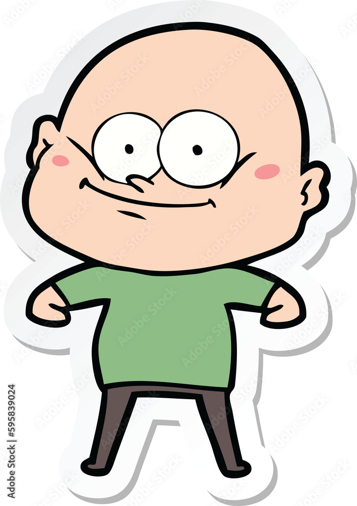sticker of a cartoon bald man staring