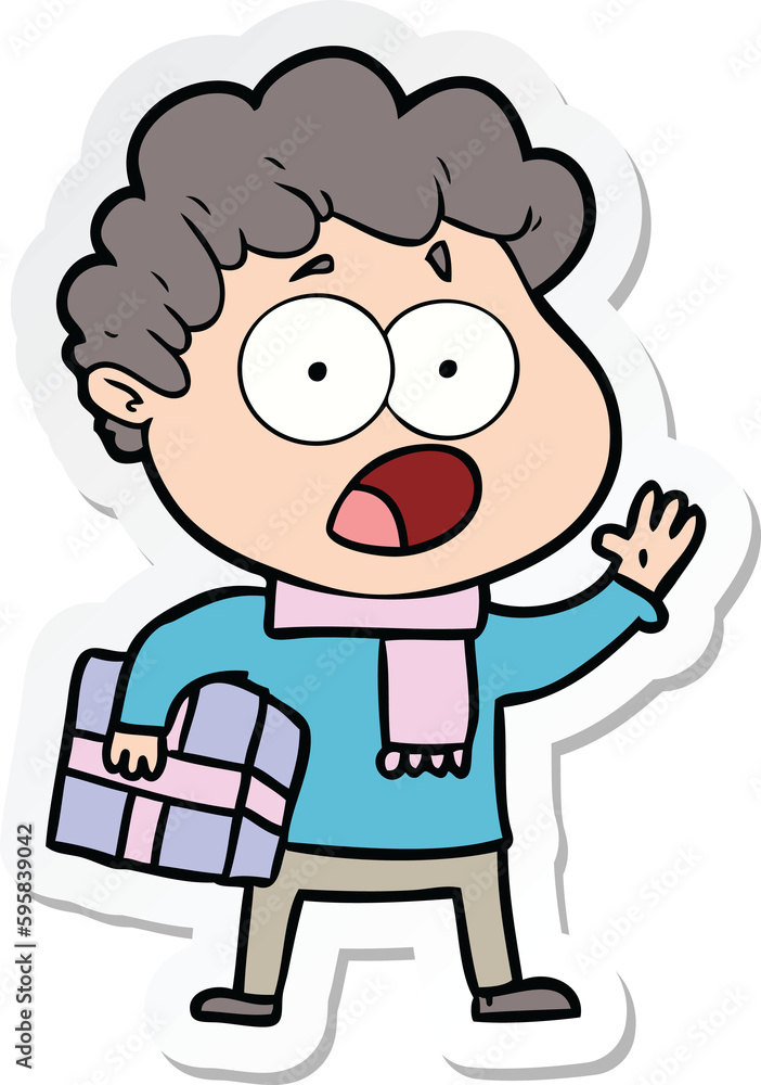 sticker of a cartoon man gasping in surprise sticker of a cartoon man gasping in surprise