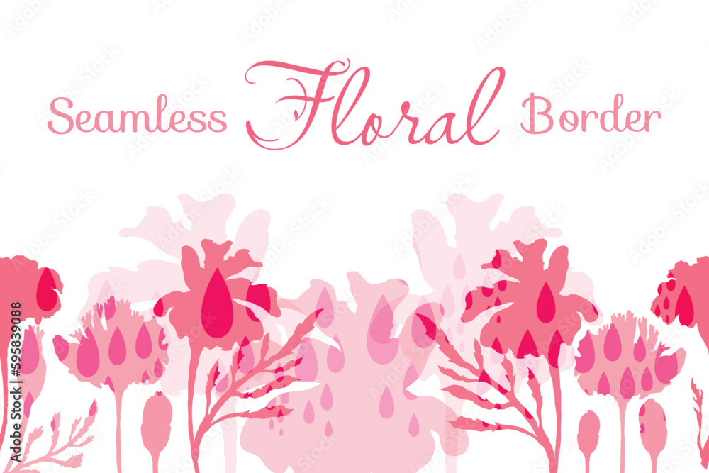 Isolated seamless border with the garden flowers