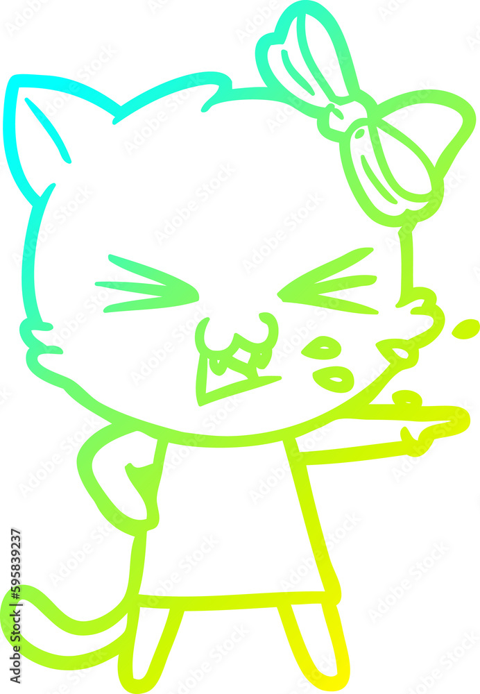 cold gradient line drawing of a cartoon cat cold gradient line drawing of a cartoon cat