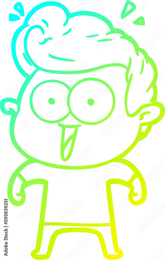cold gradient line drawing of a cartoon excited man cold gradient line drawing of a cartoon excited man