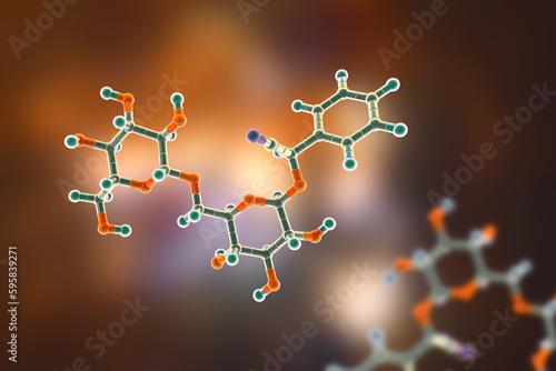 Molecular model of amygdalin, laetrile, vitamin B17, 3d illustration photo