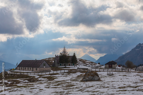 Spring in Sella Nevea - Friuli Venezia Giulia. A snowy sunset from The Altopiano del Montasio