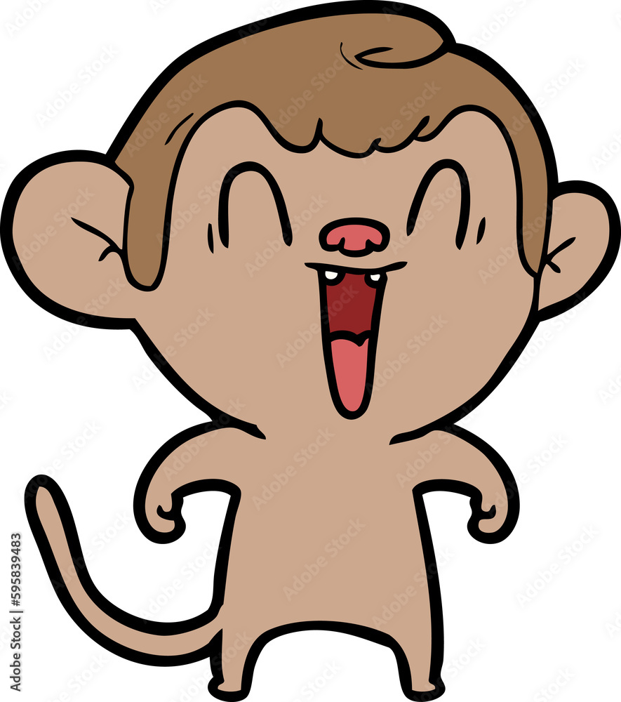Fototapeta premium cartoon laughing monkey