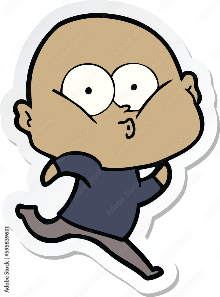 sticker of a cartoon bald man staring