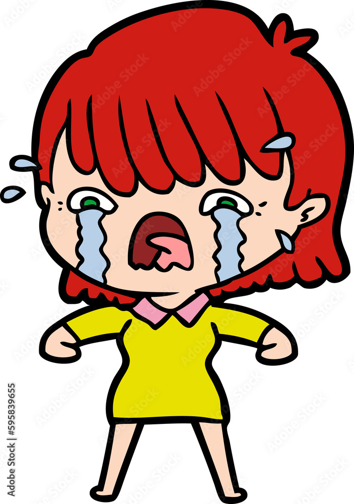 Obraz premium cartoon girl crying